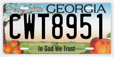 GA license plate CWT8951