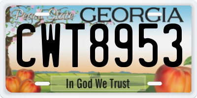 GA license plate CWT8953