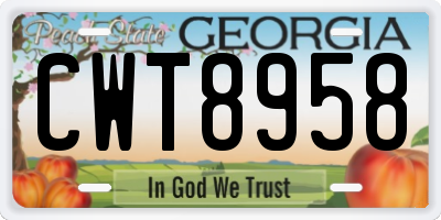GA license plate CWT8958