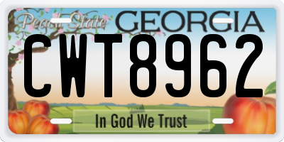 GA license plate CWT8962