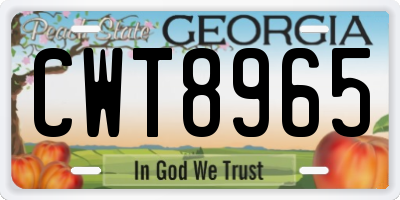 GA license plate CWT8965
