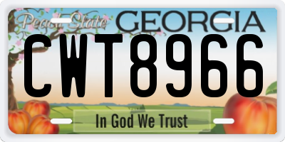 GA license plate CWT8966