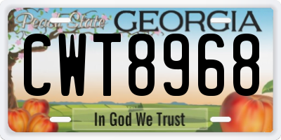GA license plate CWT8968
