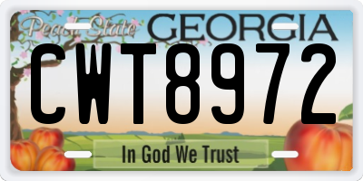 GA license plate CWT8972