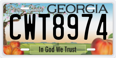 GA license plate CWT8974