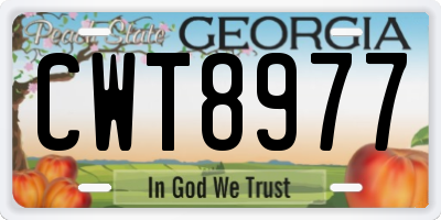 GA license plate CWT8977