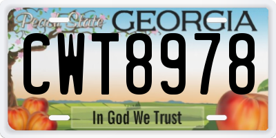 GA license plate CWT8978