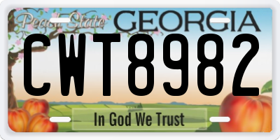 GA license plate CWT8982