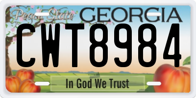 GA license plate CWT8984