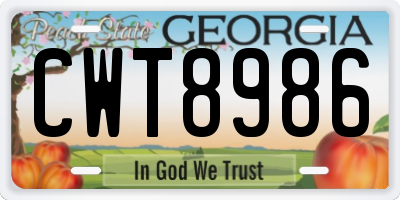 GA license plate CWT8986