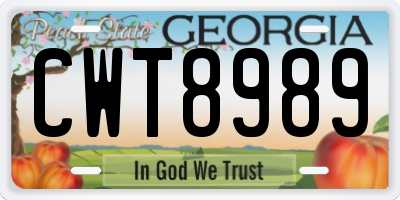 GA license plate CWT8989