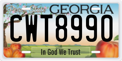 GA license plate CWT8990
