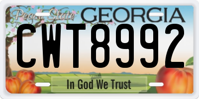 GA license plate CWT8992