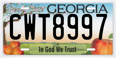 GA license plate CWT8997