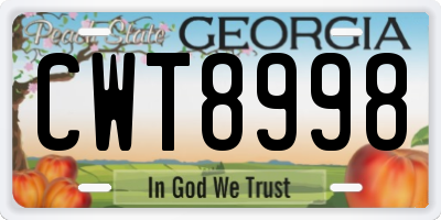 GA license plate CWT8998