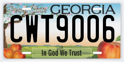 GA license plate CWT9006