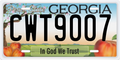 GA license plate CWT9007