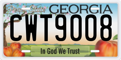 GA license plate CWT9008