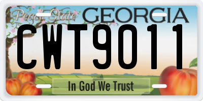 GA license plate CWT9011