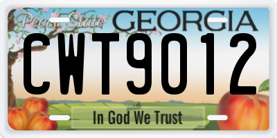 GA license plate CWT9012