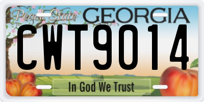 GA license plate CWT9014