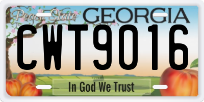 GA license plate CWT9016