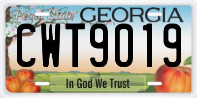 GA license plate CWT9019
