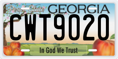 GA license plate CWT9020