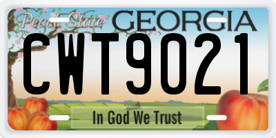 GA license plate CWT9021