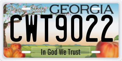 GA license plate CWT9022