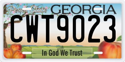 GA license plate CWT9023