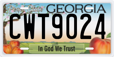 GA license plate CWT9024