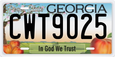 GA license plate CWT9025