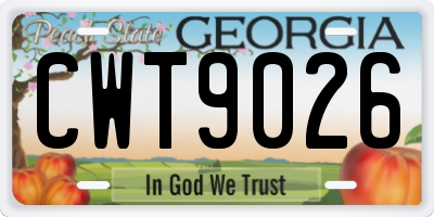 GA license plate CWT9026