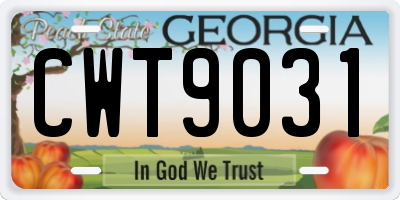 GA license plate CWT9031