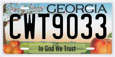 GA license plate CWT9033
