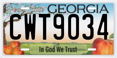 GA license plate CWT9034