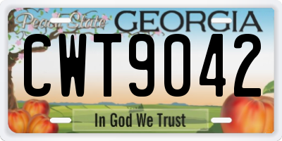GA license plate CWT9042