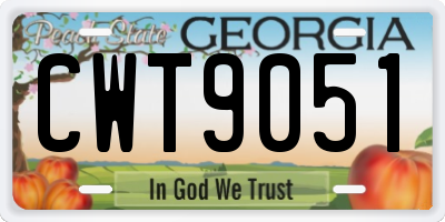 GA license plate CWT9051