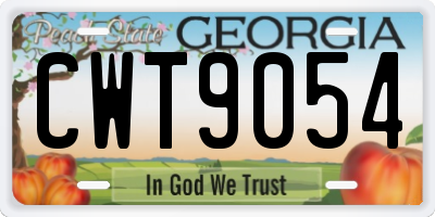 GA license plate CWT9054