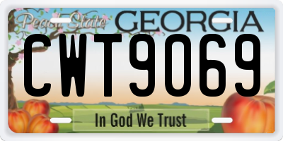 GA license plate CWT9069