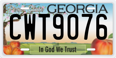 GA license plate CWT9076