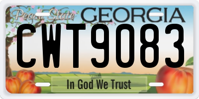 GA license plate CWT9083