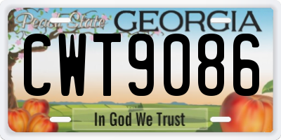 GA license plate CWT9086