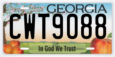 GA license plate CWT9088