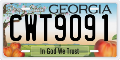 GA license plate CWT9091