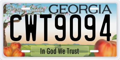 GA license plate CWT9094