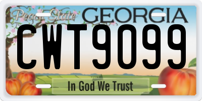 GA license plate CWT9099