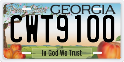 GA license plate CWT9100