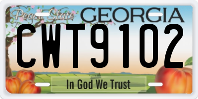 GA license plate CWT9102